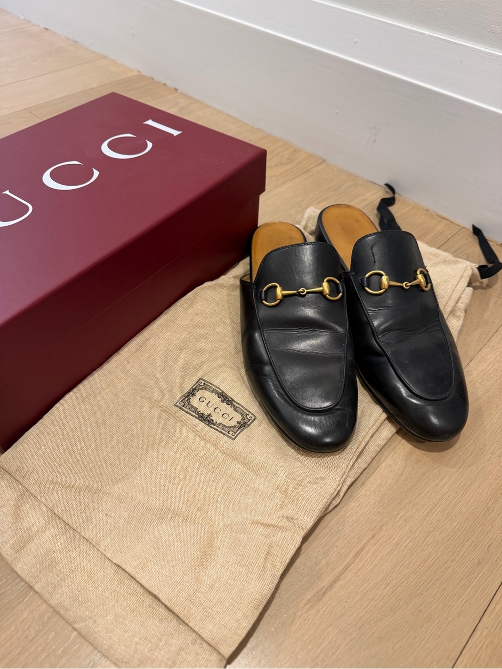 Gucci Black Leather Horsebit Backless Loafers - Picture 2 of 8